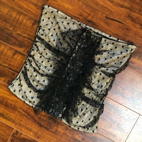 Vintage Lace black nude Strapless Dress Shirt Top - Picture 4 of 7